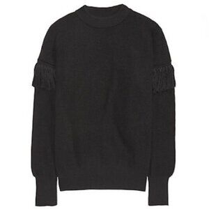TORY BURCH NWOT Fringe Sleeve Alpaca Wool and Silk Crew Neck Sweater, Size M